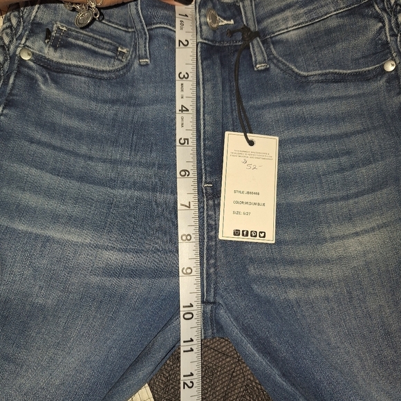 NWT Judy Blue Jeans Womens 5/27 Blue Dark Wash Relaxed High Rise Skinny Braided - Picture 10 of 10